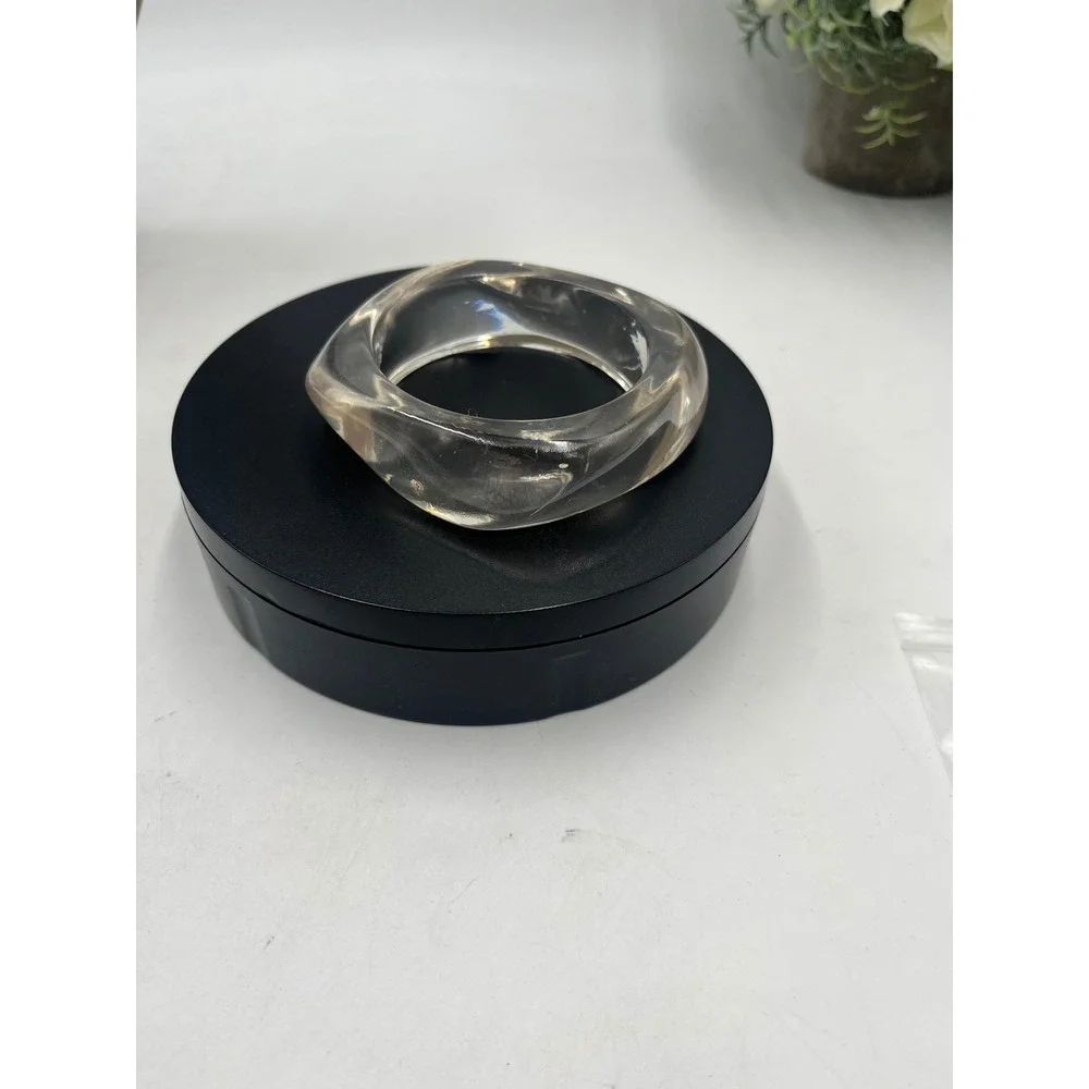 Vintage Clear Lucite Geometric‎ Wavy Chunky Bangle Bracelet